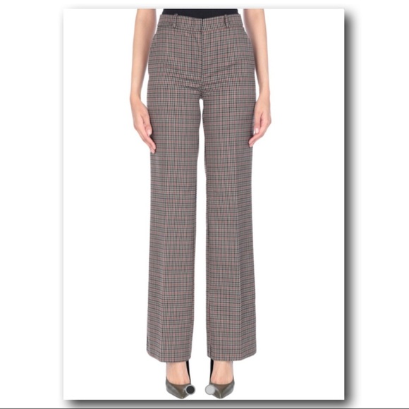 H&M Fine Plaid Straight Mid-Rise Grey Pants - Sz 6 - Picture 7 of 7